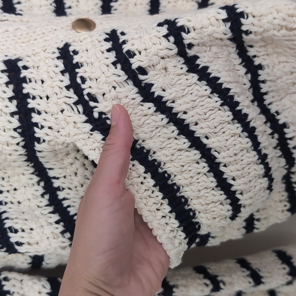 Zara women STRIPED KNIT CARDIGAN Black white stripes Gold button 6771/008 XL NWT - Picture 12 of 13